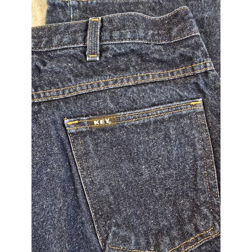 Key Industries Mens Vintage Dark Wash Denim Workwear Jeans 40x32 - Picture 14 of 16